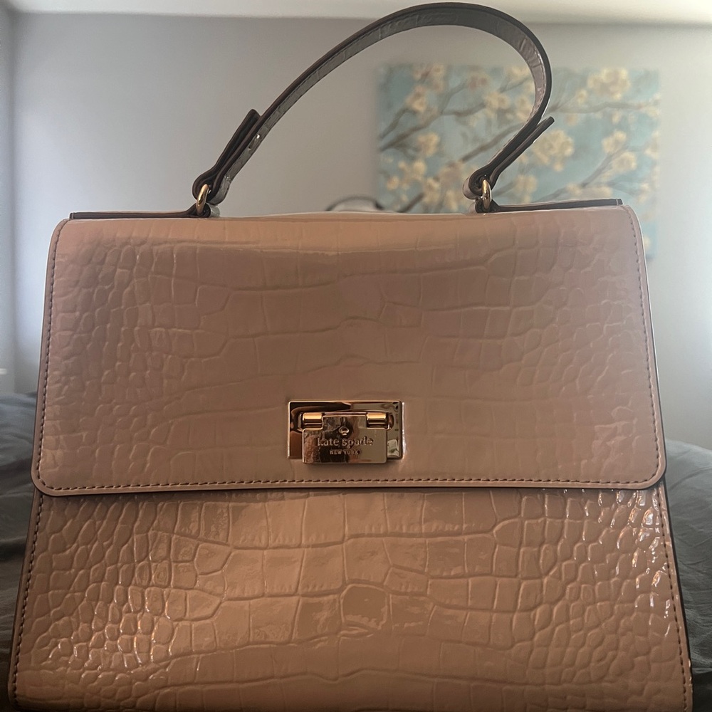 Kate Spade Croc-Embossed Nude Handbag